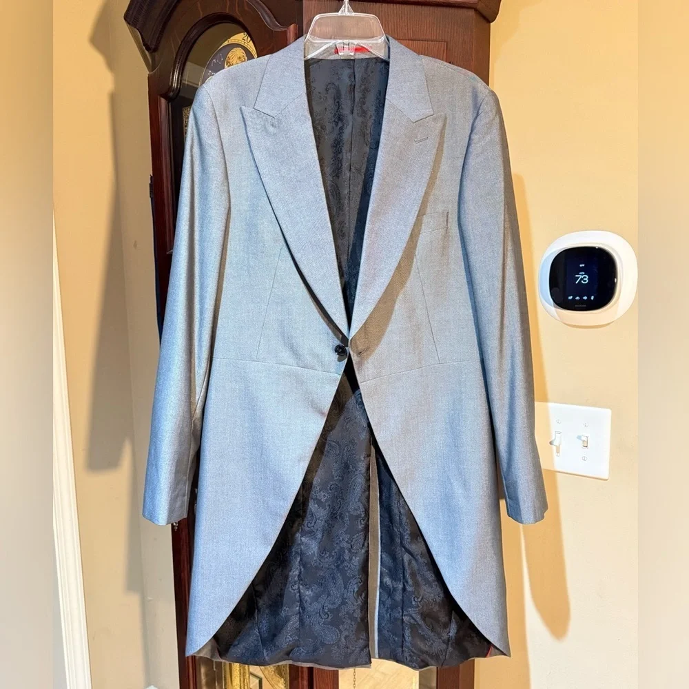 Dobell Men's Silver Grey Tailcoat Formal Blazer Morning Suit Jacket Sz 42R
